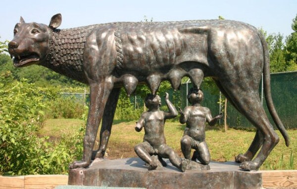 Capitoline Wolf of Romulus and Remus Large Bronze Sculpture Bronze